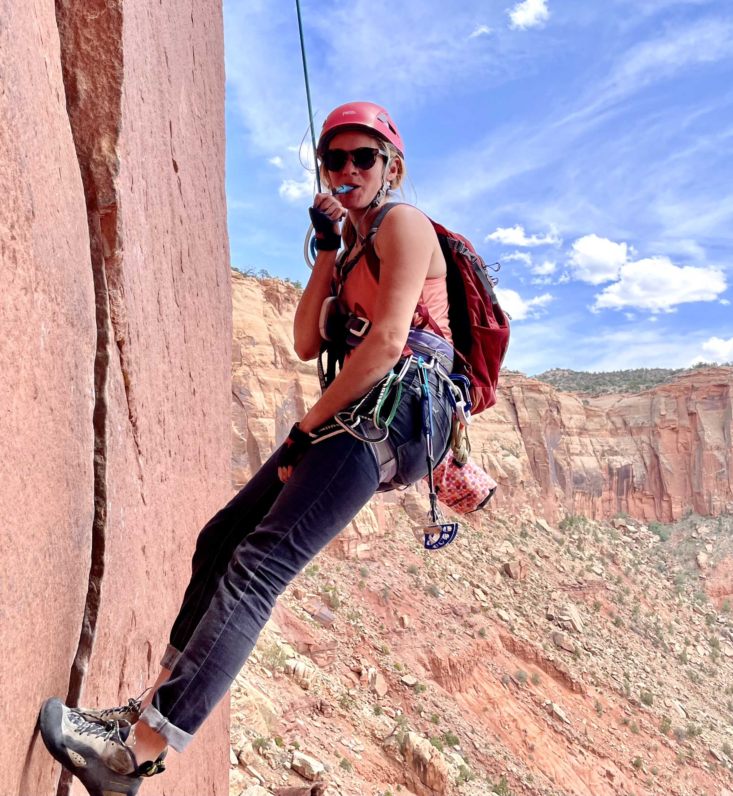 A picture of Laura climbing